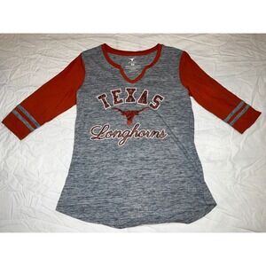 Authentic Apparel Texas Longhorns Glitter V-Neck 3/4 Sleeve Shirt Women's Medium